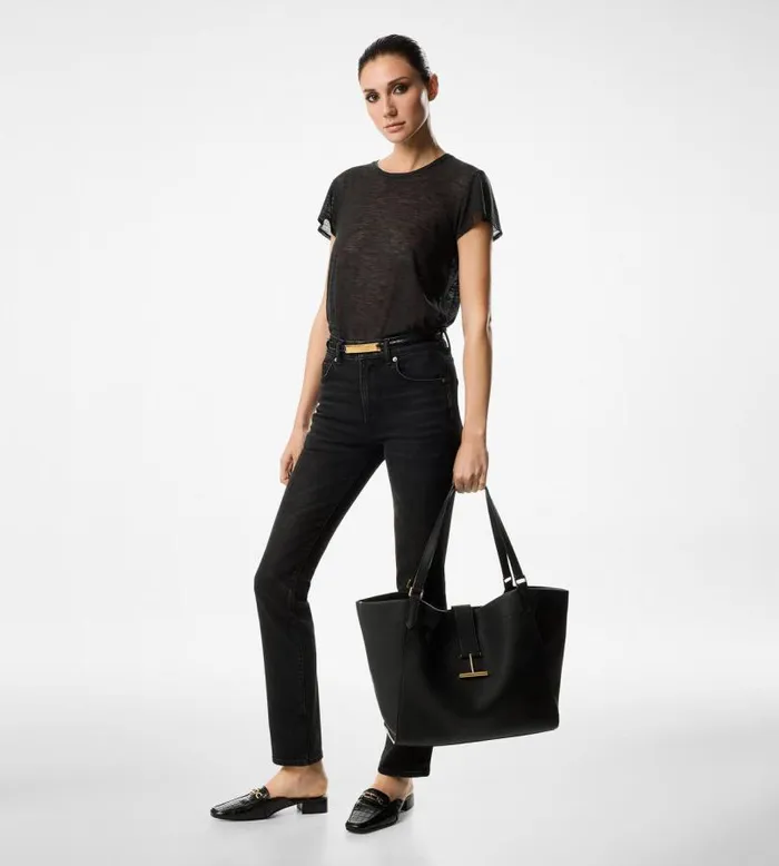 Women Totes Tom Ford Grain Leather Tara Large Tote Black Women Totes Tom Ford Grain Leather Tara Large Tote Black