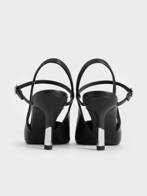 Women TwoTone Heel Slingback Pumps 8211 Black CHARLES and KEITH Heels