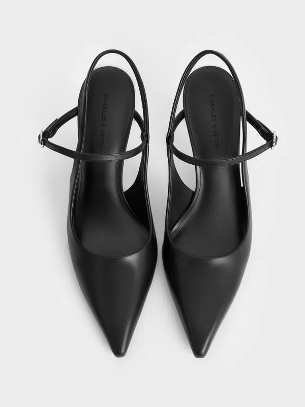 Women TwoTone Heel Slingback Pumps 8211 Black CHARLES and KEITH Heels