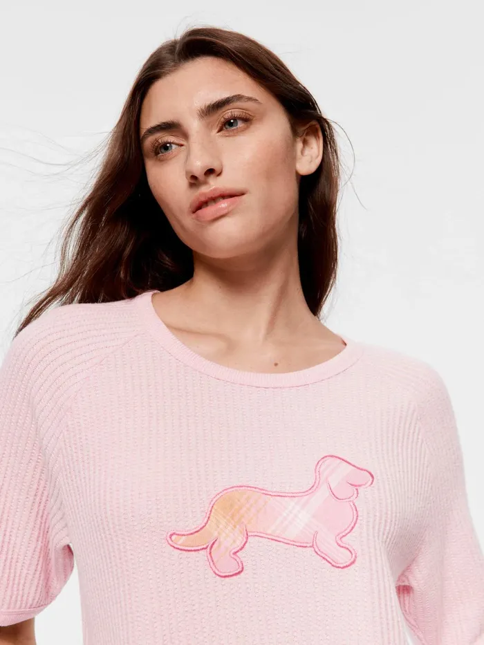 Women Waffle Penny Brushed Oversized Tee Pink Peter Alexander Tops