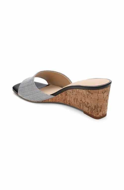 Women Wedges and Espadrilles Liverpool Los Angeles Flowers Wedge Mule White Black