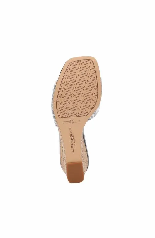 Women Wedges and Espadrilles Liverpool Los Angeles Flowers Wedge Mule White Black