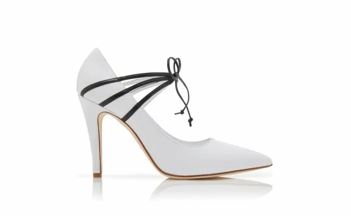 Women White And Black Nappa Leather LaceUp Pumps Manolo Blahnik Pumps