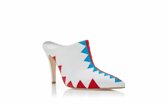 Women White Nappa Leather Zig Zag Mules Manolo Blahnik Mules