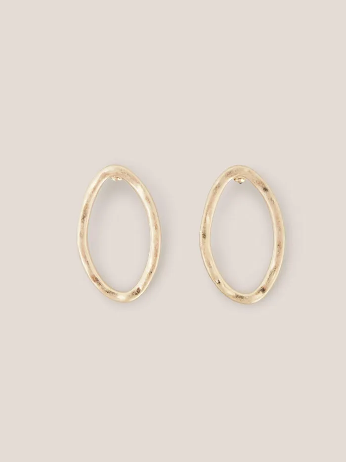Women White Stuff Accessories Oval Hammered Earrings