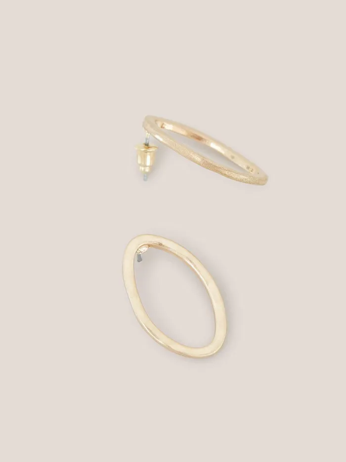 Women White Stuff Accessories Oval Hammered Earrings
