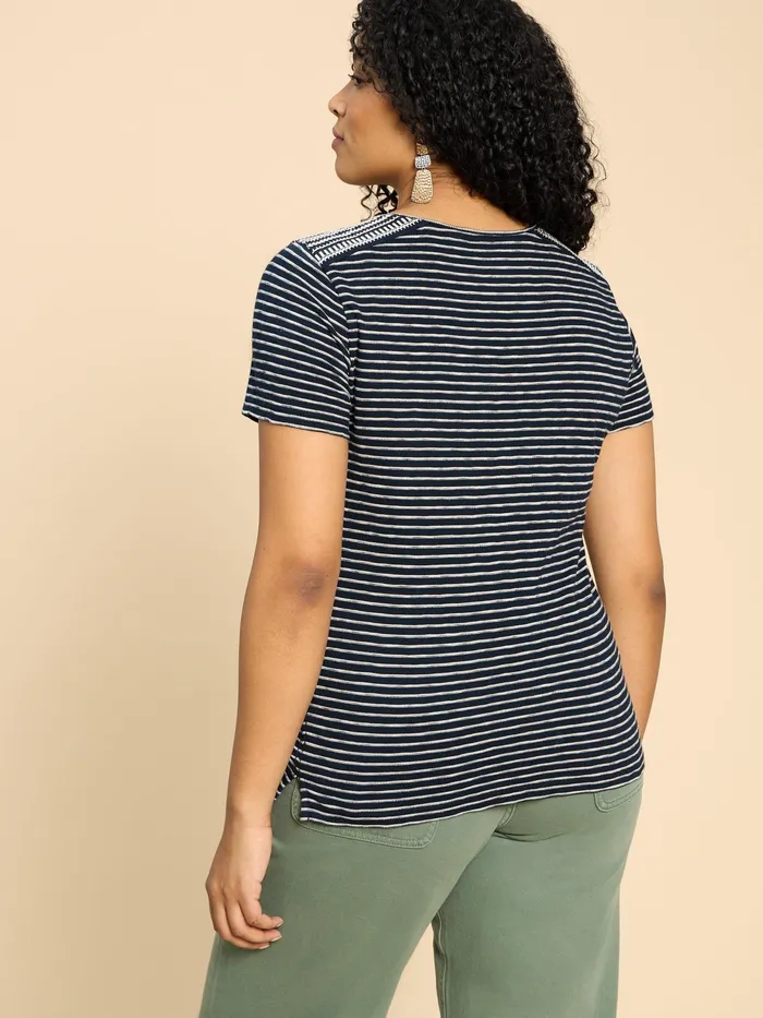 Women White Stuff Clothing ABBIE EMBROIDERED STRIPE TEE Women White Stuff Clothing ABBIE EMBROIDERED STRIPE TEE