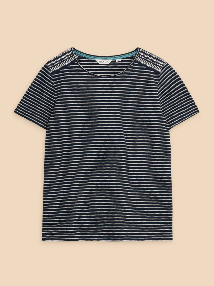 Women White Stuff Clothing ABBIE EMBROIDERED STRIPE TEE Women White Stuff Clothing ABBIE EMBROIDERED STRIPE TEE