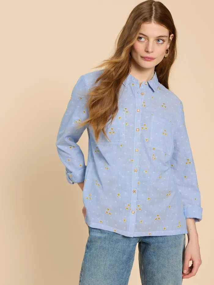 Women White Stuff Clothing Sophie Heart Embroidered Shirt