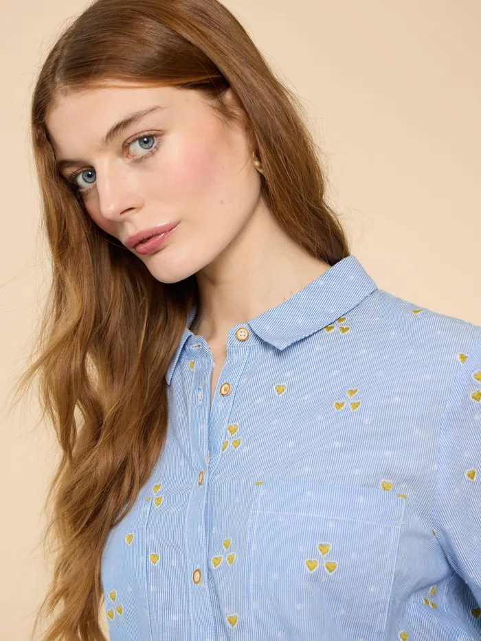 Women White Stuff Clothing Sophie Heart Embroidered Shirt Women White Stuff Clothing Sophie Heart Embroidered Shirt
