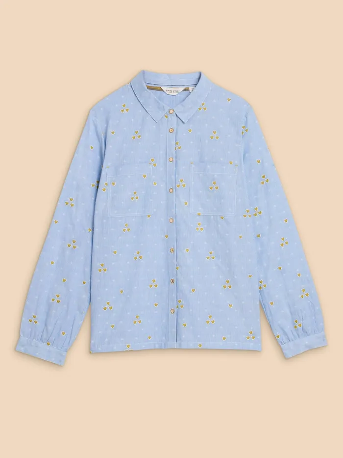 Women White Stuff Clothing Sophie Heart Embroidered Shirt Women White Stuff Clothing Sophie Heart Embroidered Shirt