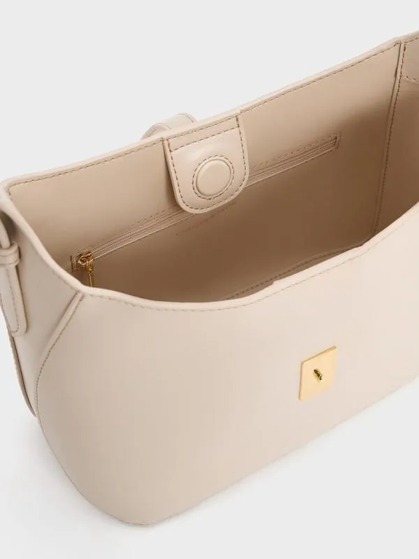 Women Wisteria Belted Shoulder Bag 8211 Oat CHARLES and KEITH Slouchy Bags