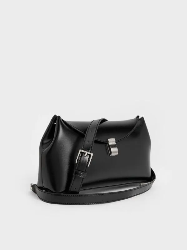 Women Wisteria MetallicAccent Shoulder Bag 8211 Noir CHARLES and KEITH Shoulder Bags