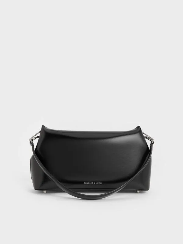 Women Wisteria MetallicAccent Shoulder Bag 8211 Noir CHARLES and KEITH Shoulder Bags