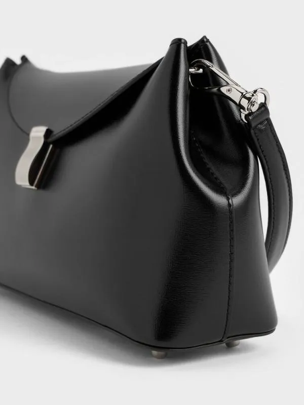 Women Wisteria MetallicAccent Shoulder Bag 8211 Noir CHARLES and KEITH Shoulder Bags