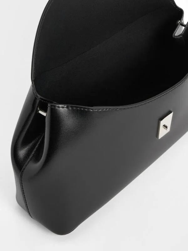 Women Wisteria MetallicAccent Shoulder Bag 8211 Noir CHARLES and KEITH Shoulder Bags