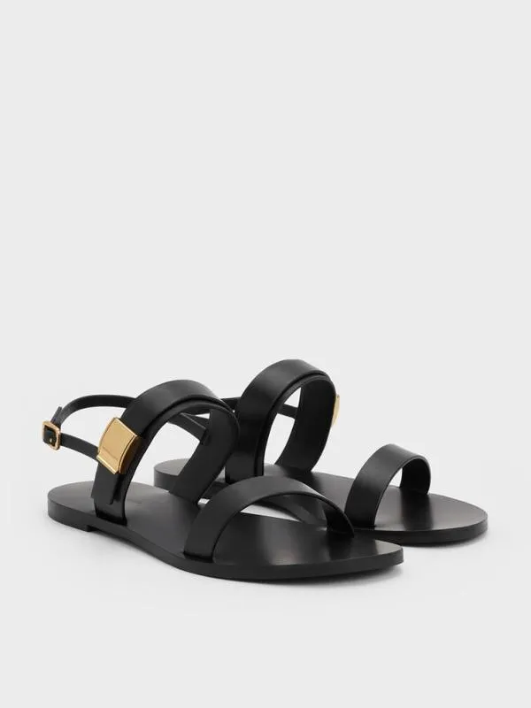 Women Yvette DoubleStrap Sandals 8211 Black CHARLES and KEITH Sandals