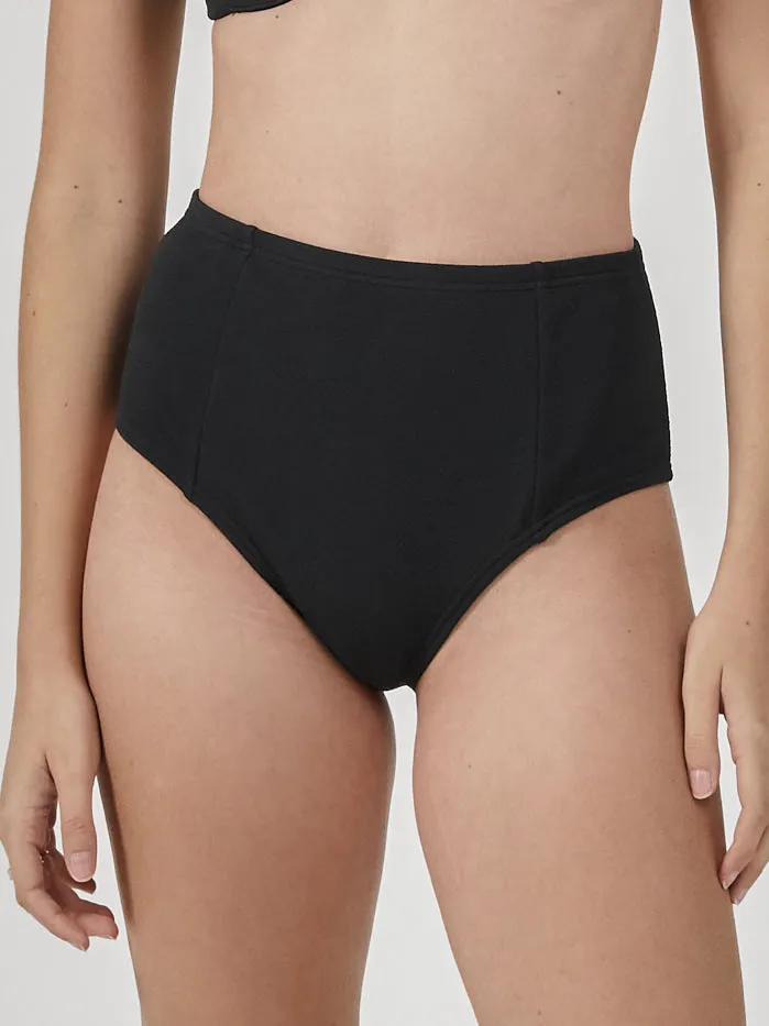 Womens Adira High Waist Bikini Bottom Black Thrills Swim