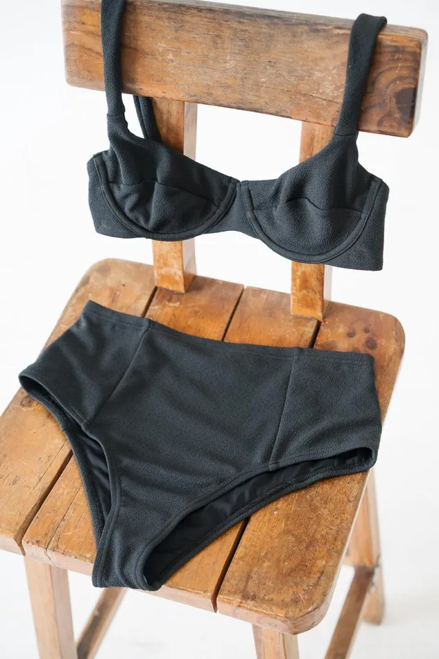 Womens Adira High Waist Bikini Bottom Black Thrills Swim