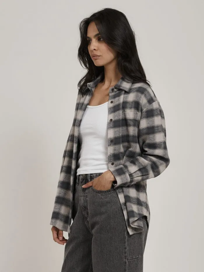 Womens Barrio Flannel Shirt Petrol Thrills Tops and Tees