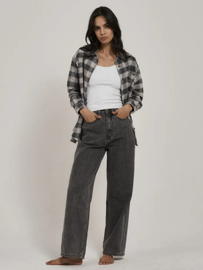 Womens Barrio Flannel Shirt Petrol Thrills Tops and Tees