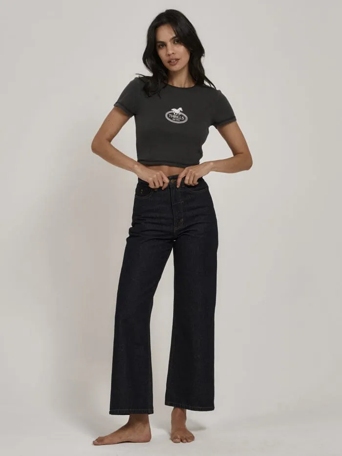 Womens Chariot Oval Baby Tee Merch Black Thrills Tops and Tees