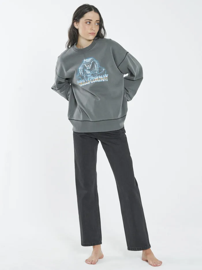Womens Chrome Cobra Slouch Crew Merch Black Thrills Sweaters and Fleece