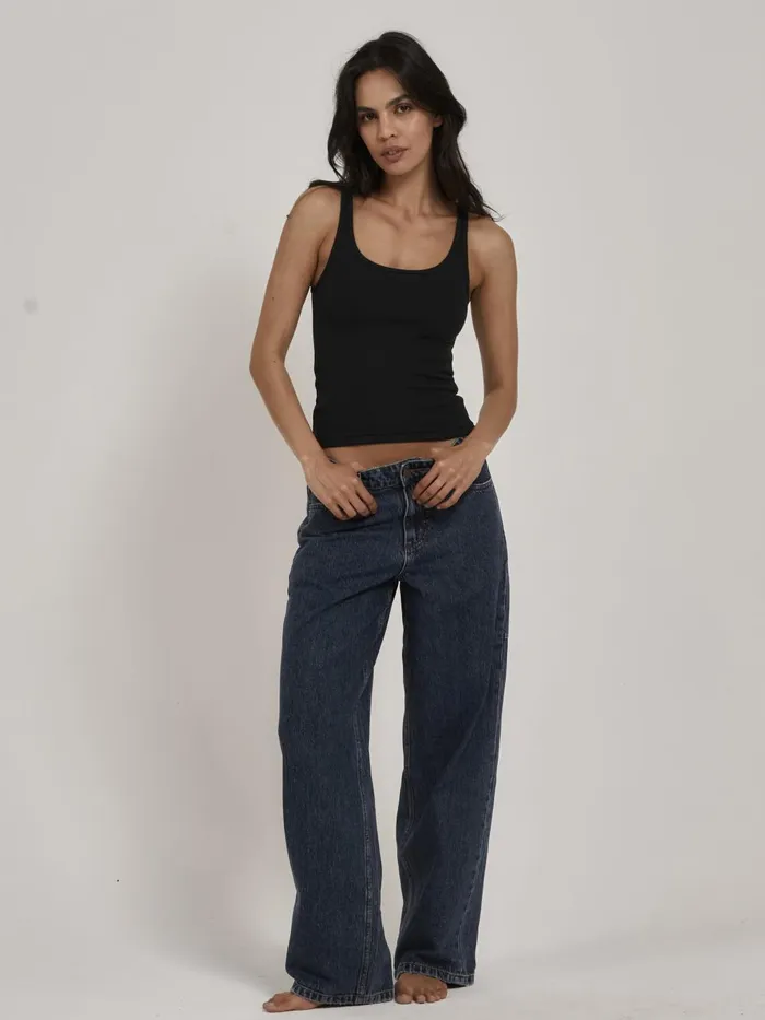 Womens Elle Plunge Tank Black Thrills Tops and Tees