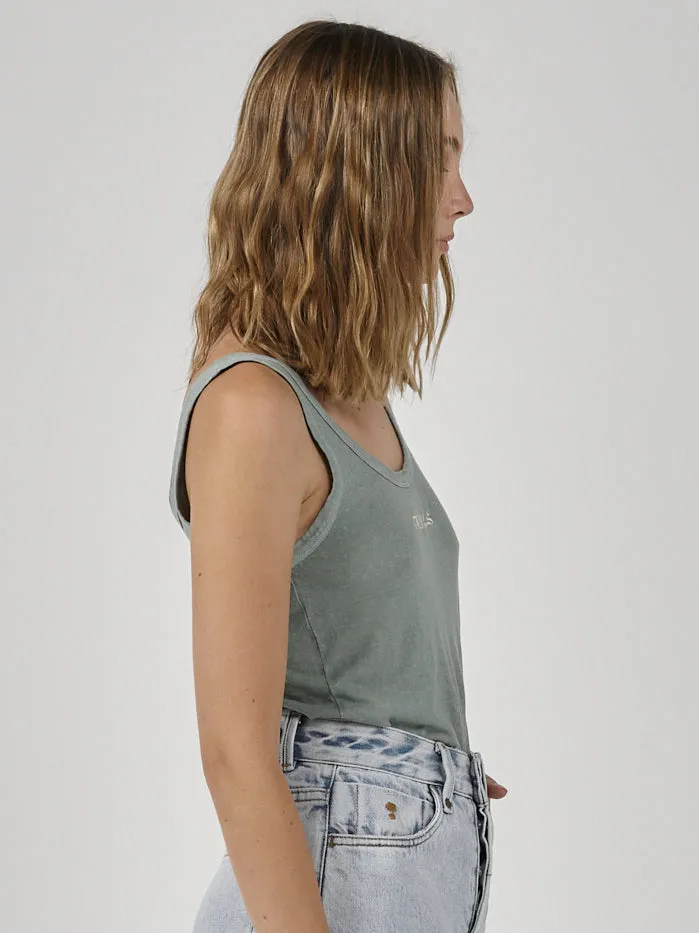 Womens Enlightenment Embro Hemp Retro Tank Sea Glass Thrills Tops and Tees