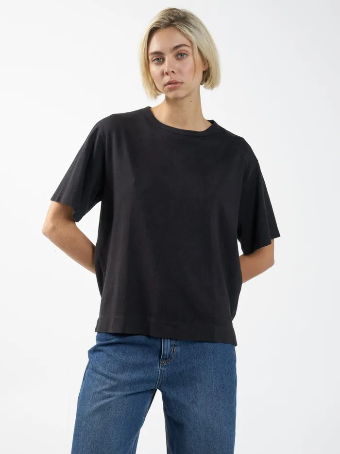 Womens Hemp Box Tee Black Thrills Tops and Tees