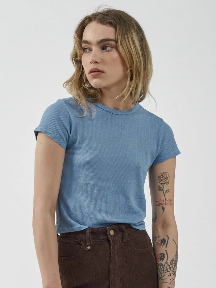 Womens Hemp Paper Rib Micro Tee Powder Blue Thrills Tops and Tees