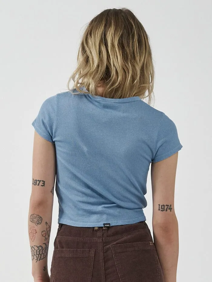 Womens Hemp Paper Rib Micro Tee Powder Blue Thrills Tops and Tees