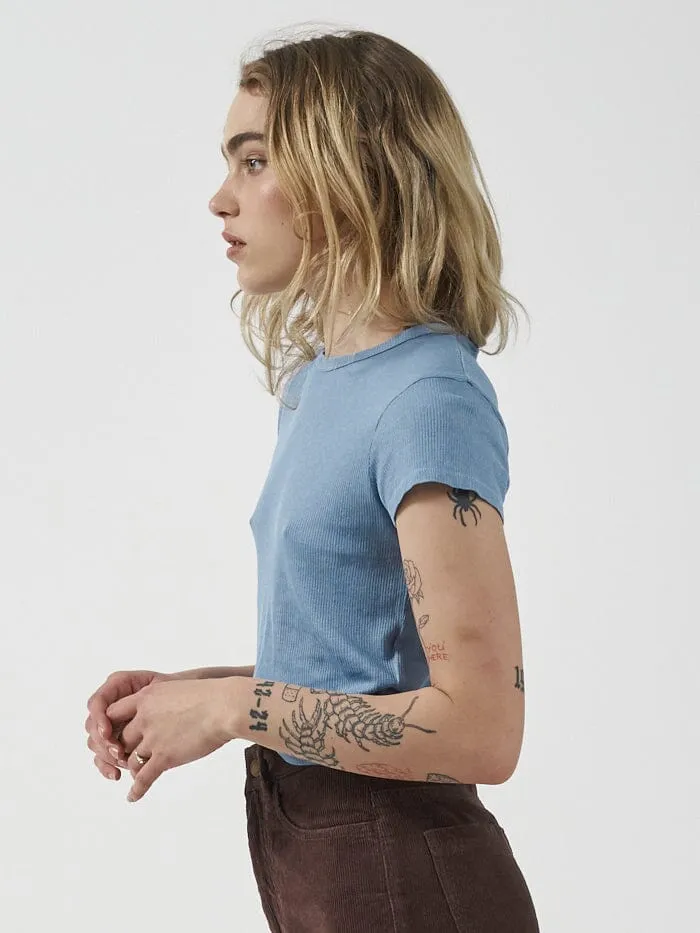 Womens Hemp Paper Rib Micro Tee Powder Blue Thrills Tops and Tees