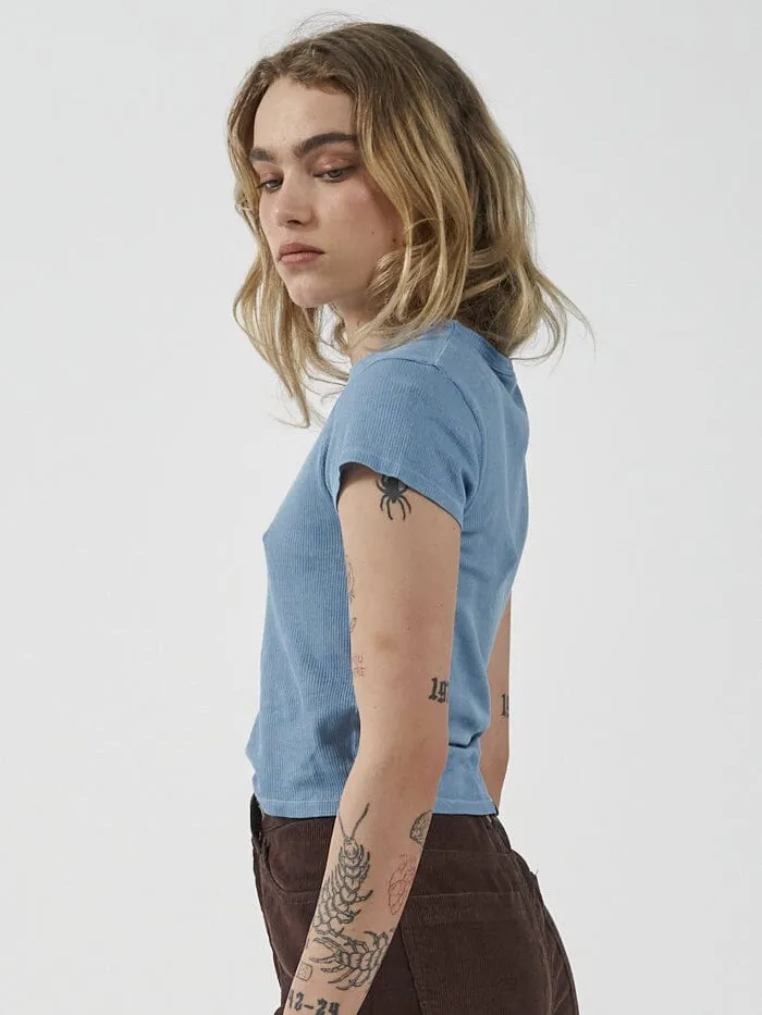 Womens Hemp Paper Rib Micro Tee Powder Blue Thrills Tops and Tees