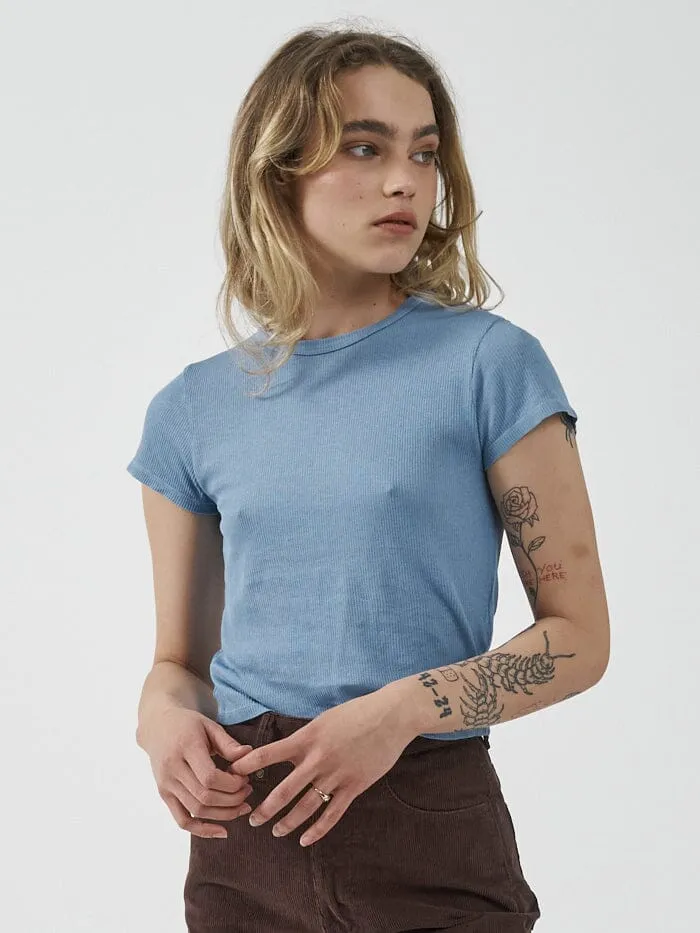 Womens Hemp Paper Rib Micro Tee Powder Blue Thrills Tops and Tees
