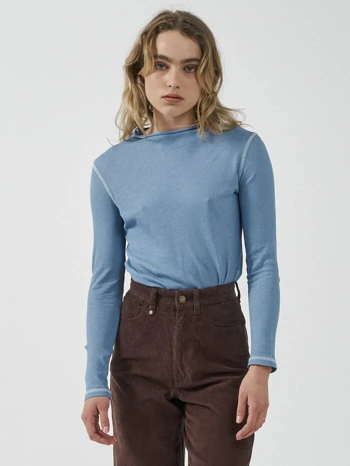 Womens Inverse Hemp Turtleneck Powder Blue Thrills Tops and Tees