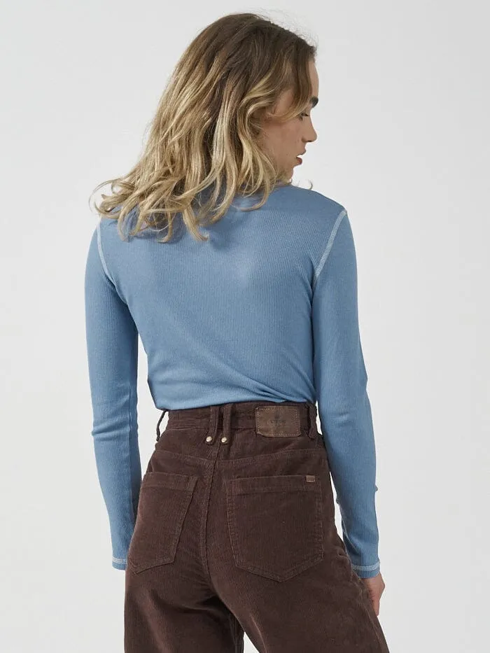 Womens Inverse Hemp Turtleneck Powder Blue Thrills Tops and Tees