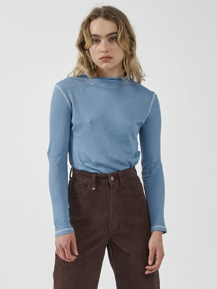 Womens Inverse Hemp Turtleneck Powder Blue Thrills Tops and Tees
