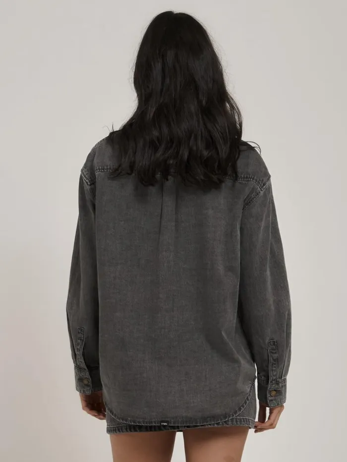 Womens Mia Denim Shirt Asphalt Grey Thrills Tops and Tees