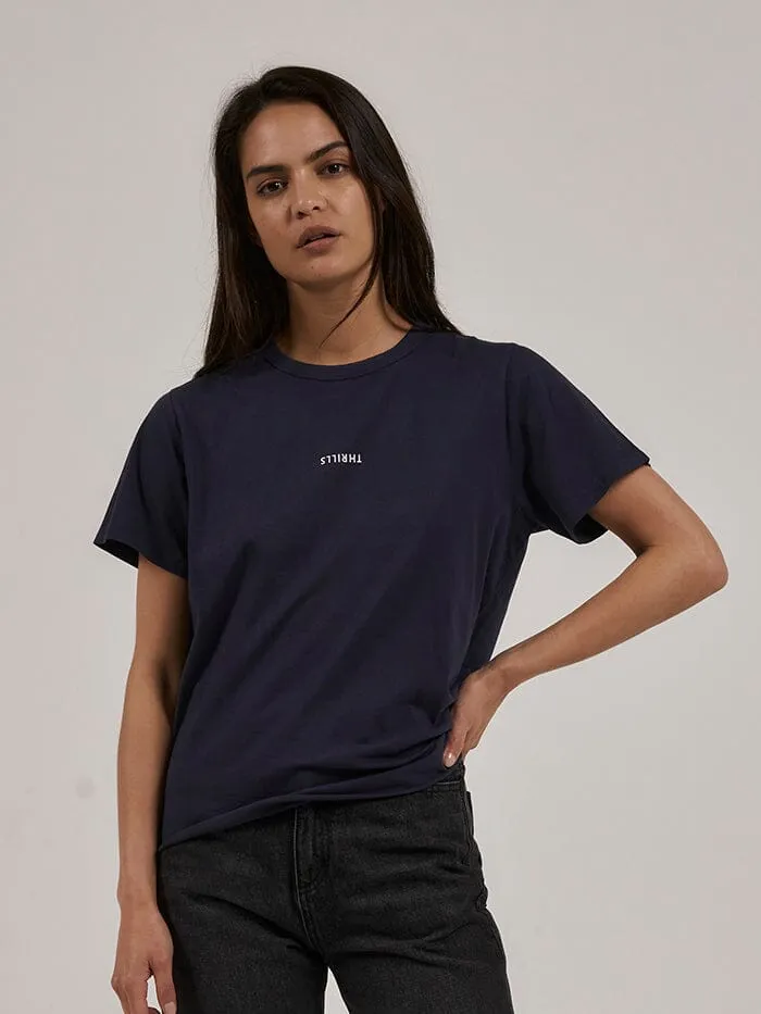 Womens Minimal Relaxed Tee Station Navy Thrills Tops and Tees