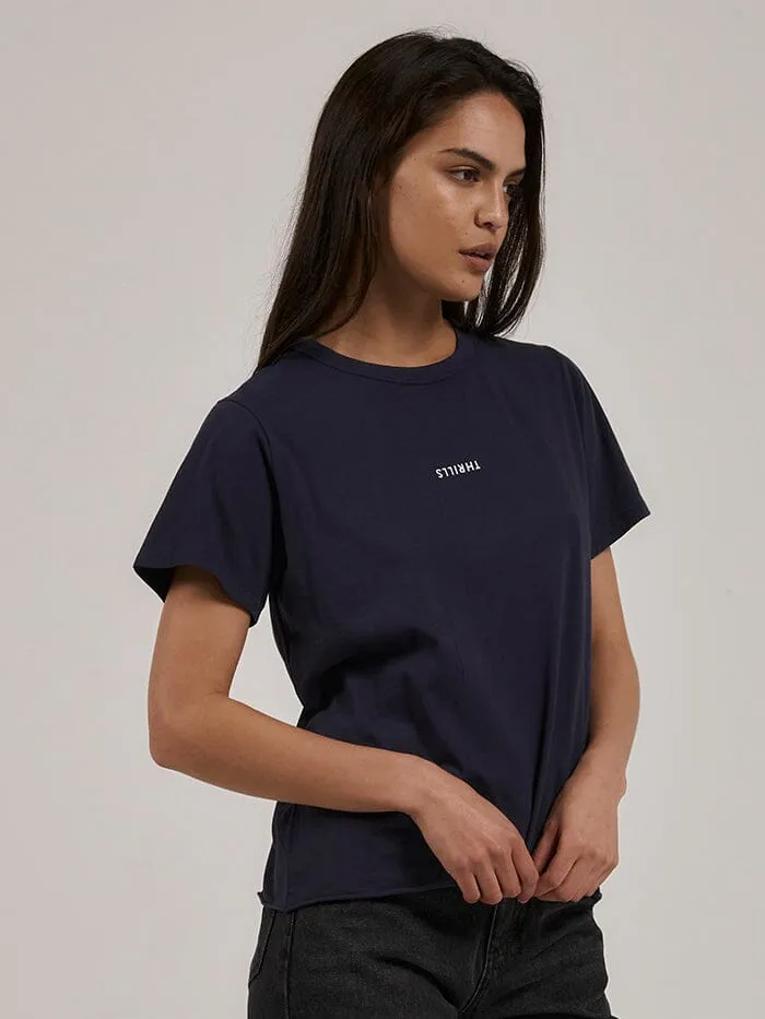 Womens Minimal Relaxed Tee Station Navy Thrills Tops and Tees