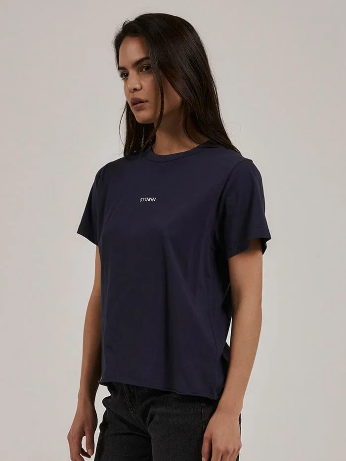 Womens Minimal Relaxed Tee Station Navy Thrills Tops and Tees