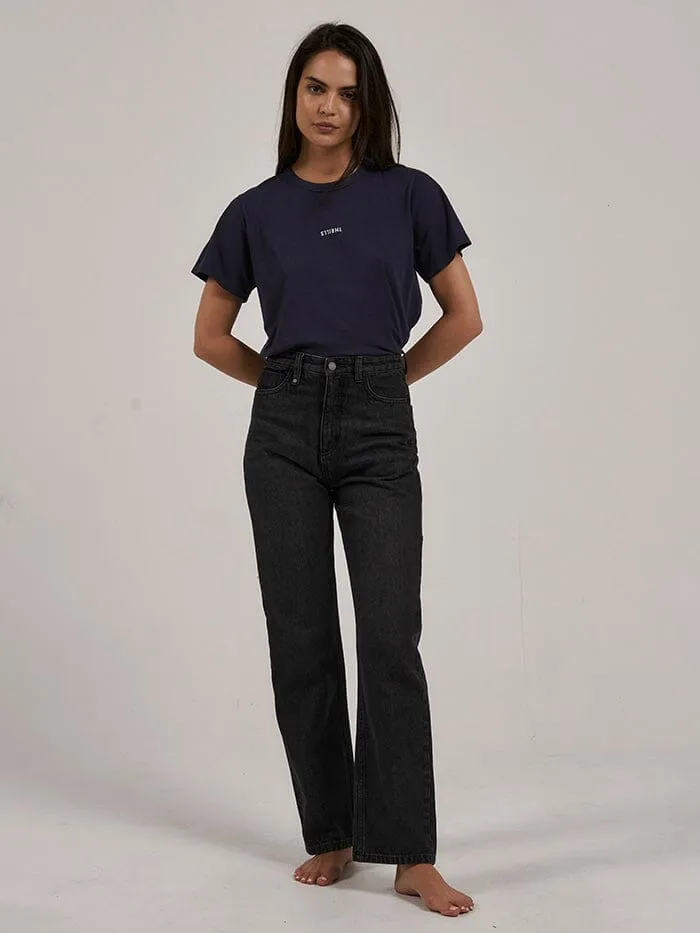 Womens Minimal Relaxed Tee Station Navy Thrills Tops and Tees