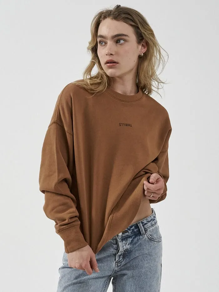 Womens Minimal Slouch Crew Bronze Thrills Sweaters and Fleece