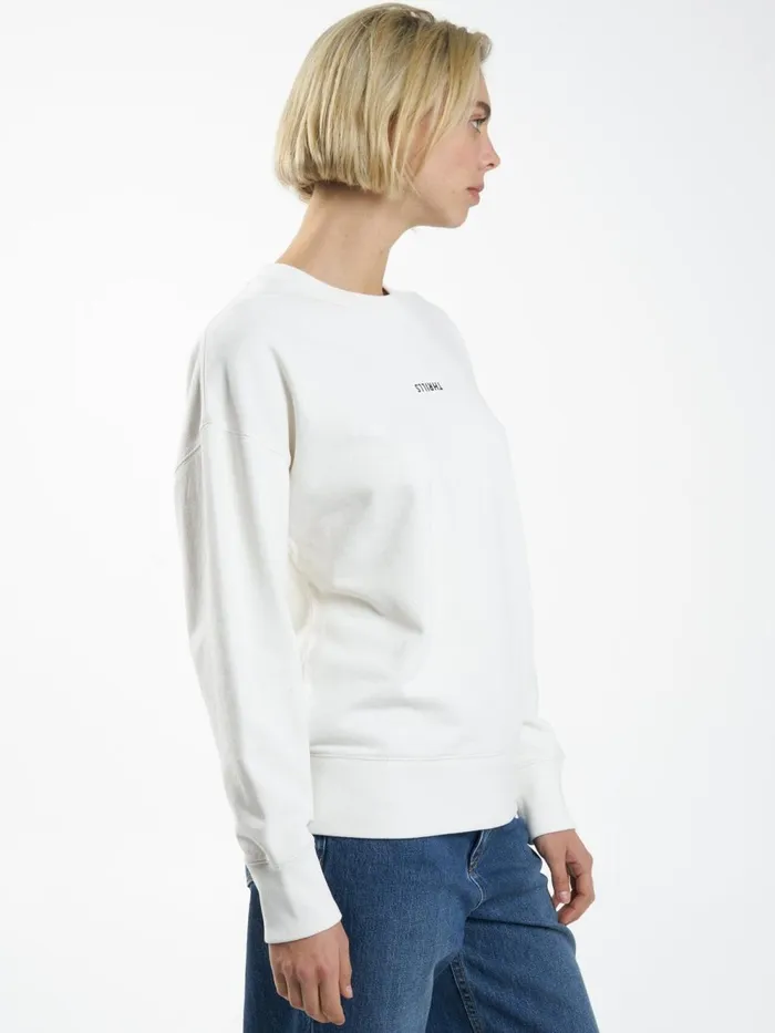 Womens Minimal Slouch Crew Tofu Thrills Sweaters and Fleece