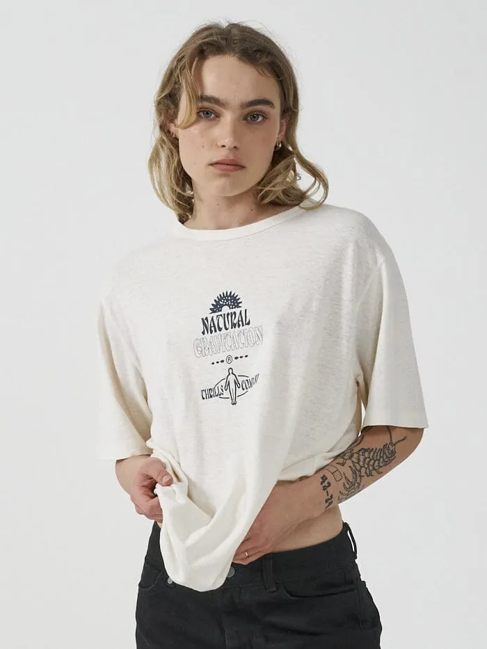Womens Natural Gravitation Hemp Box Tee Heritage White Thrills Tops and Tees