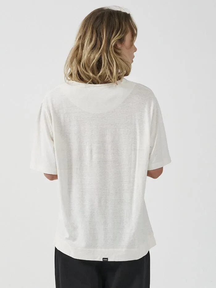 Womens Natural Gravitation Hemp Box Tee Heritage White Thrills Tops and Tees
