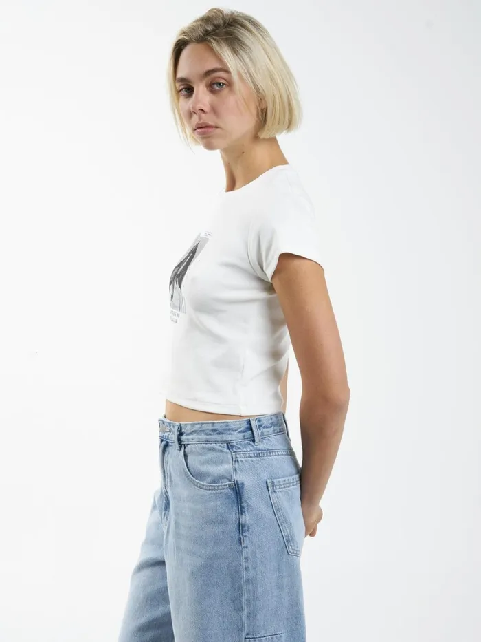 Womens Order Disorder Mini Tee Dirty White Thrills Tops and Tees