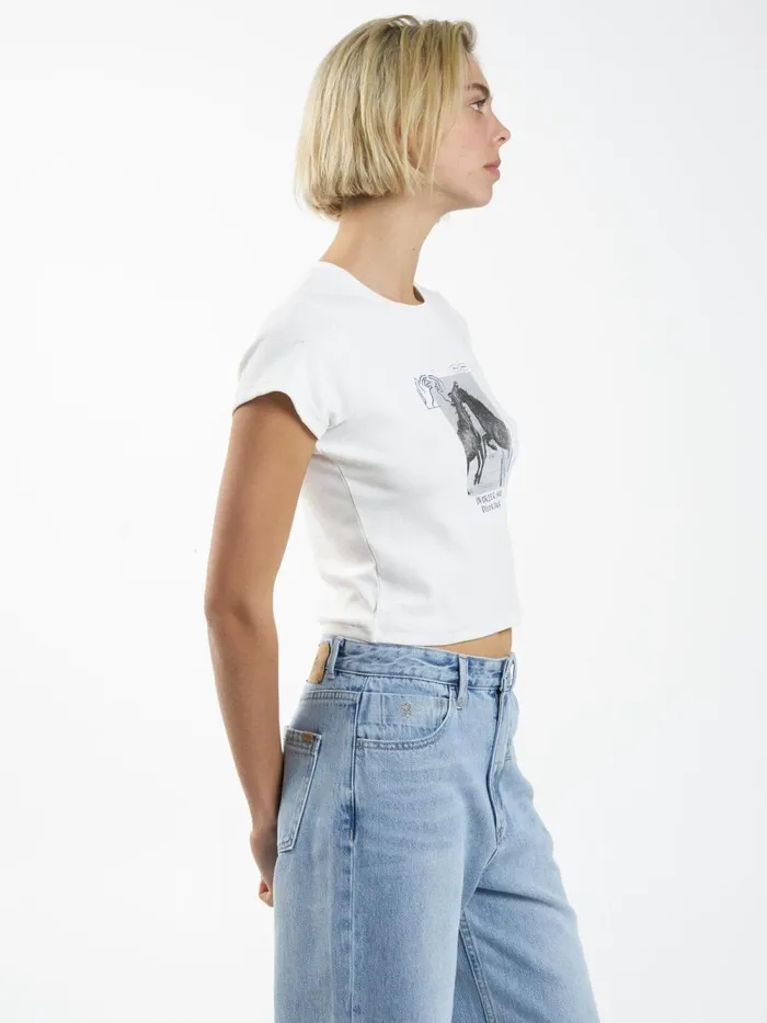 Womens Order Disorder Mini Tee Dirty White Thrills Tops and Tees
