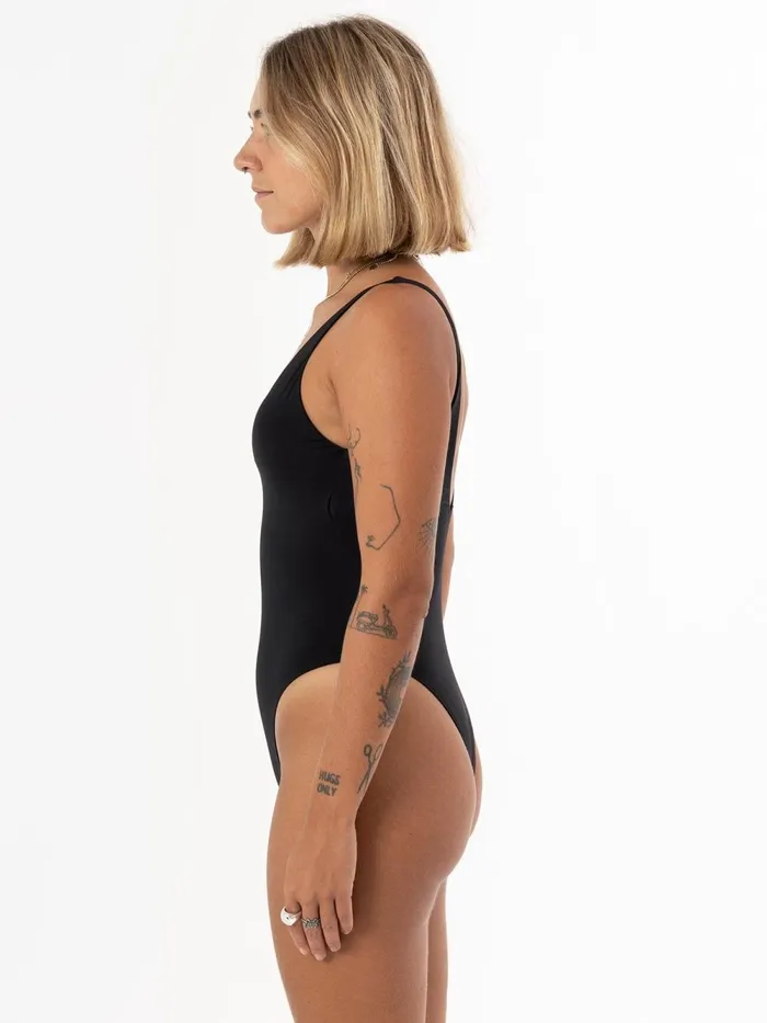 Womens Plunge One Piece Black Thrills Swim